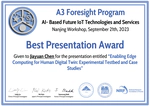 Give a presentation at A3 Foresight Program Workshop 2023